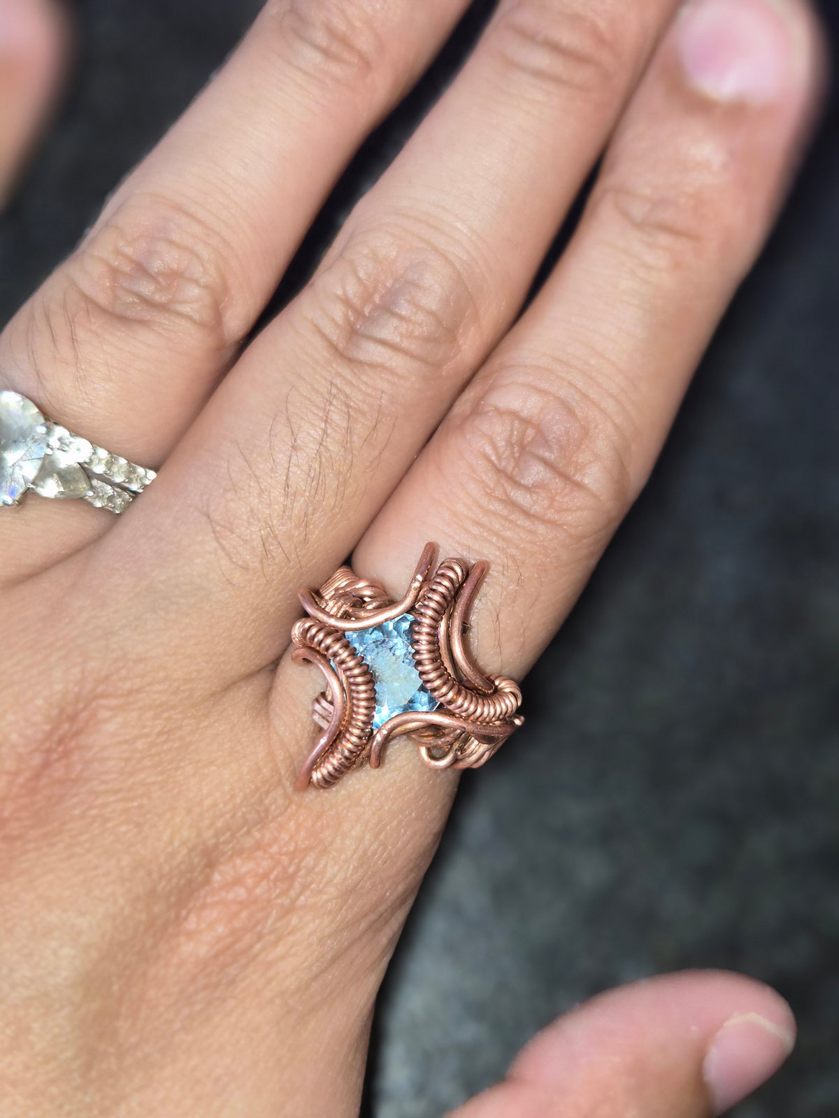 Wire Wrapped Blue Topaz Ring
